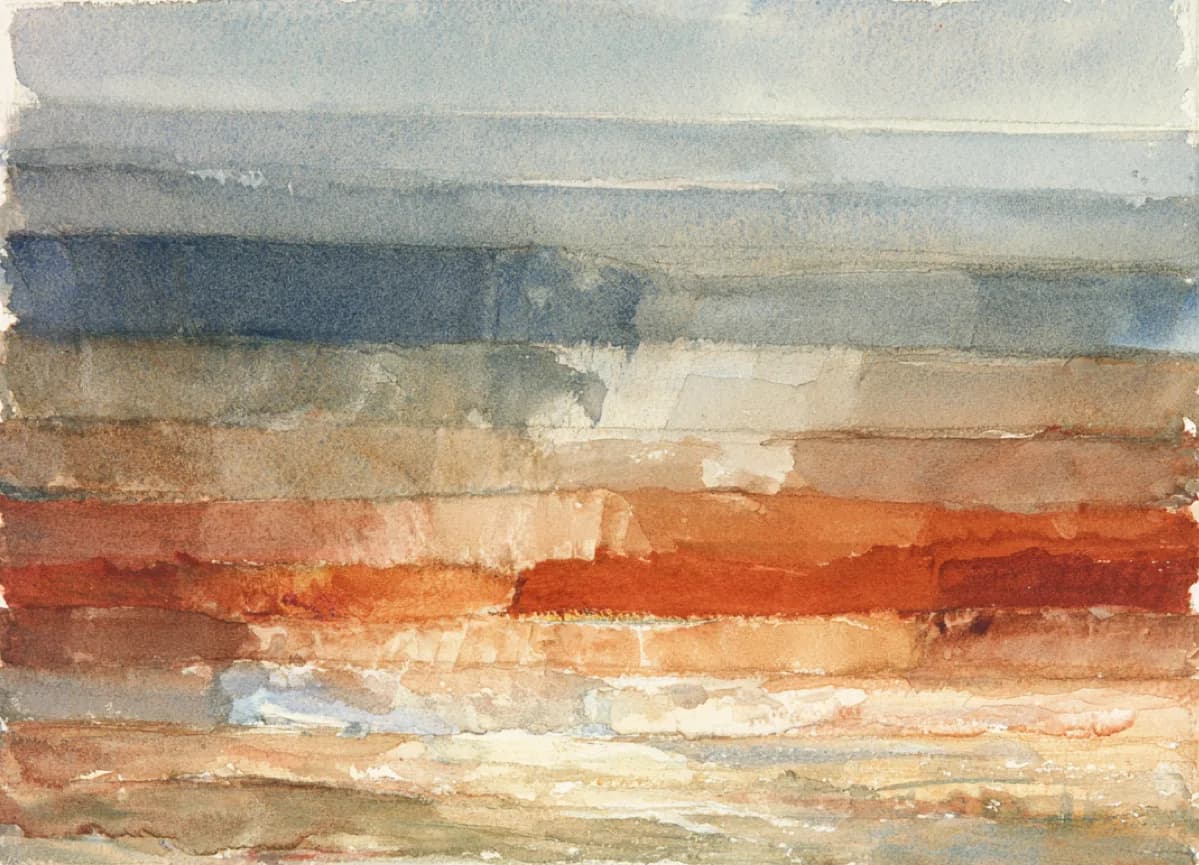Aquarela de faixas horizontais empilhadas, camada sobre camada